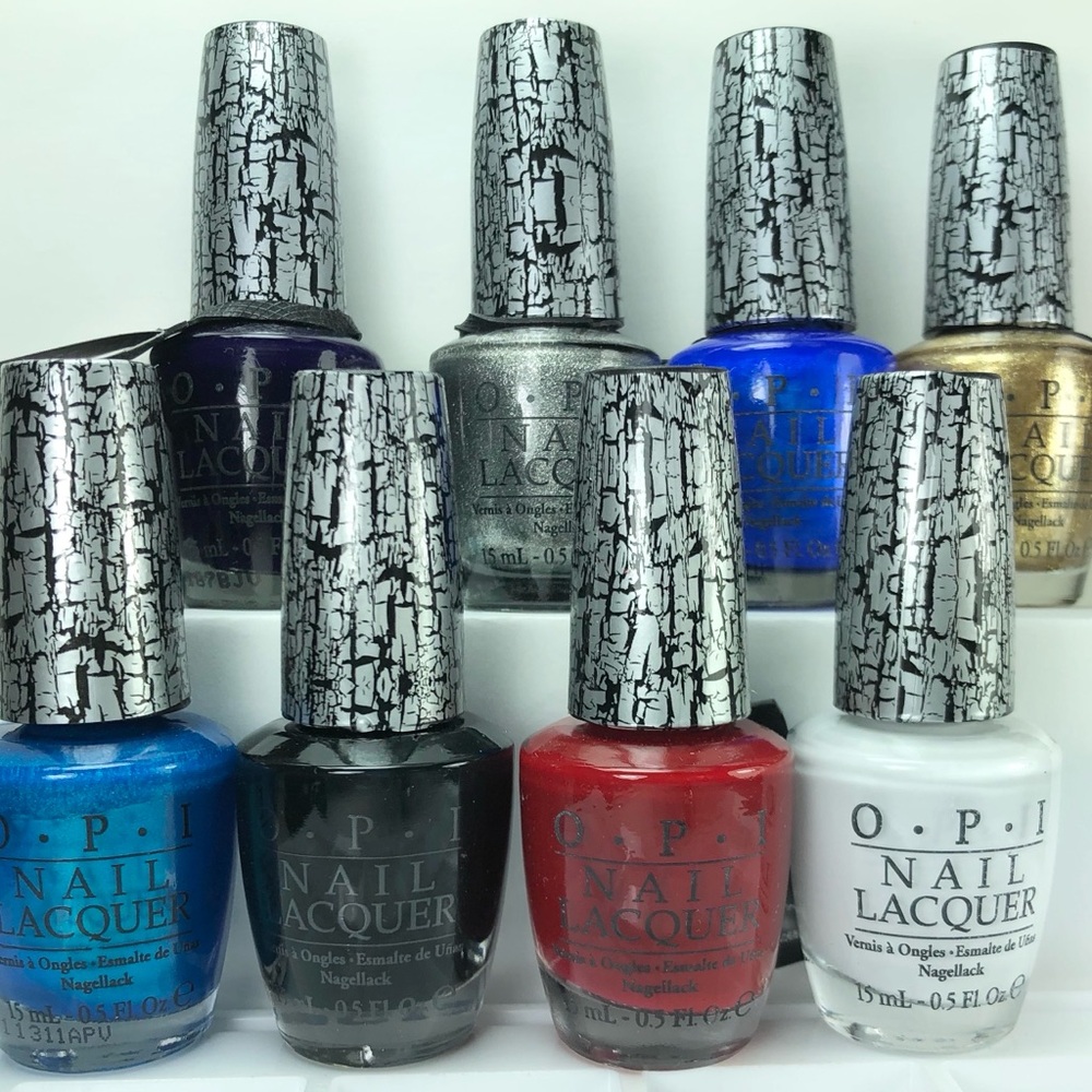 OPI Shatters Nail Lacquer 8 Colors Black White Red Blue Gold Silver Navy Turquoi